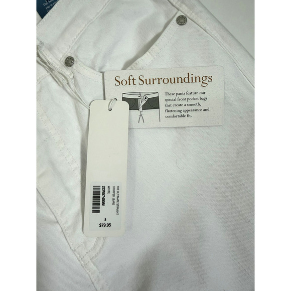 Soft Surroundings The Ultimate Straight Cropped Jeans Slimming Size 8 White New - Picture 6 of 13